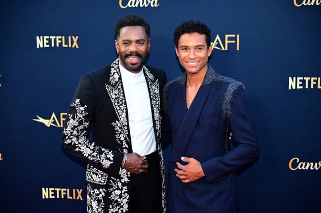Colman Domingo,left and Jaafar Jackson attend the 51st American Film Institute (AFI) Life Achievement Award ceremony at The Dolby Theatre in the Hollywood section of Los Angeles on Saturday, April 18, 2026. Hollywood legends gathered Saturday at the gala tribute to Eddie Murphy in celebration of his five-decade career.  LAP2026041840 JOHNxMCCOY