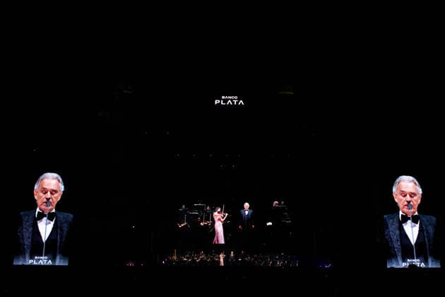 April 18, 2026, Mexico City, Mexico: Italian tenor ANDREA BOCELLI performed a free concert at the Zocalo in Mexico City, accompanied by the Mineria Symphony Orchestra and with Los Angeles Azules and XIMENA SARINANA as special guests. Mexico City Mexico  - ZUMAl178 20260418_znp_l178_025 Copyright: xCristianxLeyvax