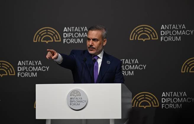 Turkish Foreign Minister Hakan Fidan ANTALYA, TURKIYE - APRIL 19: Turkish Foreign Minister Hakan Fidan holds a press conference during the closing ceremony of the Antalya Diplomacy Forum in Antalya, Turkiye, on April 19, 2026. Harun Ozalp Anadolu Antalya Turkey. Editorial use only. Please get in touch for any other usage.  Copyright: x2026xAnadoluxHarunxOzalpx