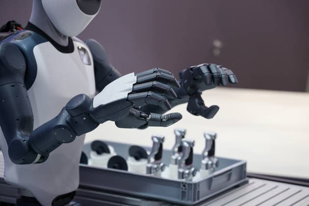 Hannover-Messe 2026. Press-Highlight-Tour. Messestand Agile Robots. Roboterhände. Hannover, Niedersachsen, DEU, Deutschland, 19.04.2026 *** Hannover Messe 2026 Press Highlight Tour Exhibition Stand Agile Robots Robot Hands Hanover, Lower Saxony, DEU, Germany, 19 04 2026