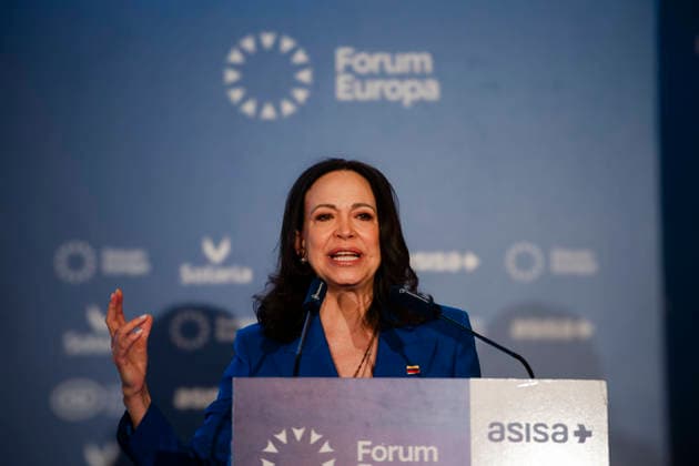 María Corina Machado and Felipe González participate in a breakfast briefing Venezuelan opposition leader, María Corina Machado, during a breakfast briefing organized by Forum Europe, at the Four Seasons, on April 20, 2026, in Madrid Spain 20 APRIL 2026 Madrid Madrid Madrid Spain  Copyright: xMateoxLanzuelax 7453943