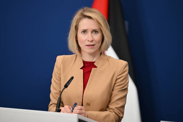 EU, Norway, and Palestine leaders address media after AHLC meeting BRUSSELS, BELGIUM - APRIL 20: EU High Representative for Foreign Affairs and Security Policy Kaja Kallas, Palestinian Prime Minister Mohammad Mustafa (not seen) and Norwegian Foreign Minister Espen Barth Eide (not seen) hold a joint press conference in Brussels, Belgium, on April 20, 2026. The three leaders addressed the media following the 9th Global Alliance for the Two-State Solution Meeting and the Ad Hoc Liaison Committee (AHLC) Meeting, focusing on international aid for Palestinians and the revitalization of the peace process. Dursun Aydemir Anadolu Brussels Belgium. Editorial use only. Please get in touch for any other usage.  Copyright: x2026xAnadoluxDursunxAydemirx