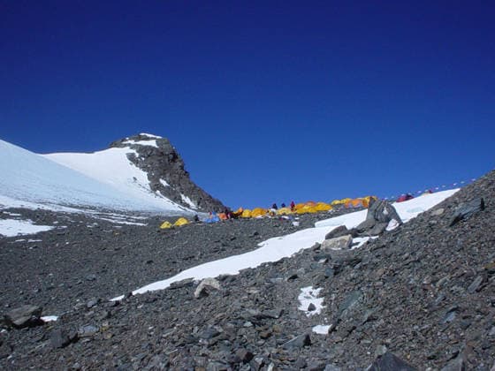 Climbing Everest: An Amputee s Successful Journey Sep 24, 2004; Solukhambu, NEPAL; Every Mount Everest Climber stays in Base Camp 17,500ft (5,400m) to acclimatize before any attempt on the mountain. Acclimatizing properly is the key to success on the mountain forcing the body to adjust to the thin air. Many climbers fall victim to lack of oxygen. Here most of the climbers wait for clear weather to climb Everest. Each year there will be two Everest expeditions bringing many climbers to base camp. Pictured is camp two 21,300ft (6,500m) on Mt. Everest. Camp 2 is in a valley of the mountain. From Camp 3 (24,000 ft) to Camp 4 (26,000 ft) from the south col, climbers have to cross the Jeneva Ridge which is at 25,000 ft. It is rocky and full of sn Copyright: xNawangxSherpa Bogatix