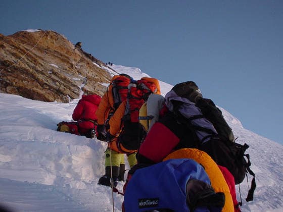 Climbing Everest: An Amputee s Successful Journey Sep 24, 2004; Solukhambu, NEPAL; Every Mount Everest Climber stays in Base Camp 17,500ft (5,400m) to acclimatize before any attempt on the mountain. Acclimatizing properly is the key to success on the mountain forcing the body to adjust to the thin air. Many climbers fall victim to lack of oxygen. Here most of the climbers wait for clear weather to climb Everest. Each year there will be two Everest expeditions bringing many climbers to base camp. Pictured is camp two 21,300ft (6,500m) on Mt. Everest. Camp 2 is in a valley of the mountain. From Camp 3 (24,000 ft) to Camp 4 (26,000 ft) from the south col, climbers have to cross the Jeneva Ridge which is at 25,000 ft. It is rocky and full of sn Copyright: xNawangxSherpa Bogatix