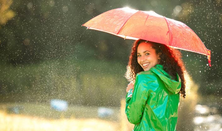 The rain is calling and I must go. a beautiful young woman spending a day outside in the rain (License=RF) ,model released, Symbolfoto  Copyright: xZoonar.com YurixArcursxpeopleimages.comx 18912183 ,model released, Symbolfoto ,property released