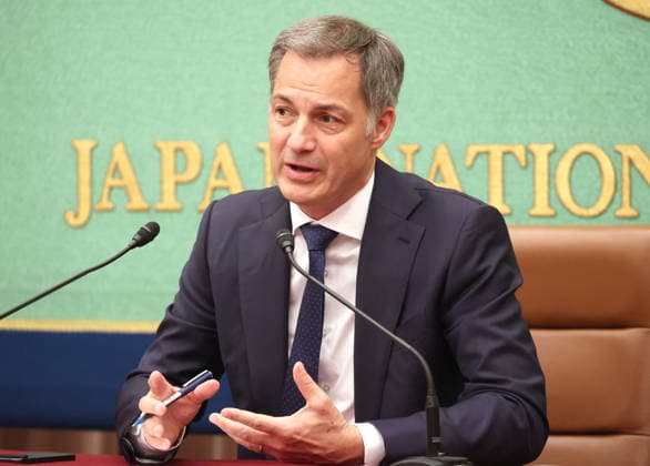 April 21, 2026, Tokyo, Japan - United Nations Development Programme (UNDP) Administrator Alexander De Croo speaks at the Japan National Press Club in Tokyo on Tuesday, April 21, 2026. Former Belgian prime minister De Croo became the chief of UNDP last December. (photo by Yoshio Tsunoda AFLO)  aflo_327732552