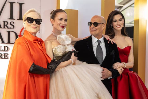 The Devil Wears Prada 2 World Film Premiere, New York, USA - 20 Apr 2026 (L-R) Meryl Streep, Emily Blunt, Stanley Tucci and Anne Hathaway attend The Devil Wears Prada 2 New York premiere at Lincoln Center. New York United States Copyright: xRonxAdarx xSOPAxImagesx _radar_dwp2_20260420_01666