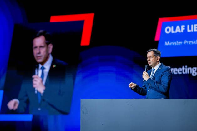 21.04.2026 - Hannover Messe, Tag 2: Niedersachsens Ministerpräsident Olaf Lies (SPD) bei einer Rede in Halle 25. , *** 21 04 2026 Hannover Messe, Day 2 Lower Saxonys Minister President Olaf Lies SPD during a speech in Hall 25 ,