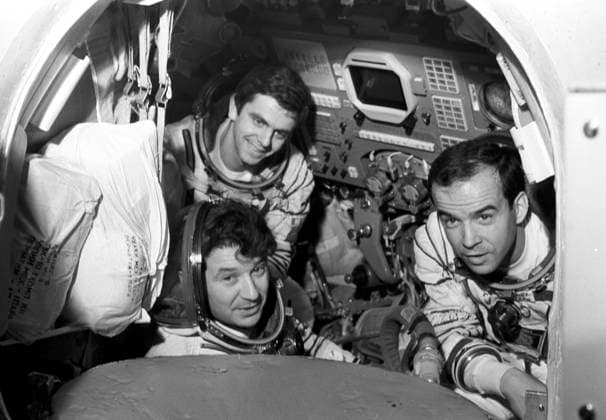 Patrick Baudry, Leonid Kizim and Vladimir Solovyov 624017 01.12.1981 Members of Soviet-French crew (backup) Patrick Baudry (right), Leonid Kizim (left) and Vladimir Solovyov. Gagarin cosmonaut training center. Pushkarev Sputnik Moscow region Russia  Copyright: xPushkarevx