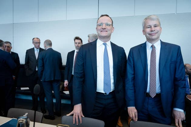 Bundestagsfraktion, CDU CSU Bundestag, Bundestagsfraktion, CDU CSU, Vorsitzender, Jens Spahn, CDU, Steffen Bilger, Erster Parlamentarischer Geschäftsführer Berlin Berlin GER *** Bundestag parliamentary group, CDU CSU Bundestag, Bundestag parliamentary group, CDU CSU, Chairman, Jens Spahn, CDU, Steffen Bilger, First Parliamentary Secretary Berlin Berlin GER