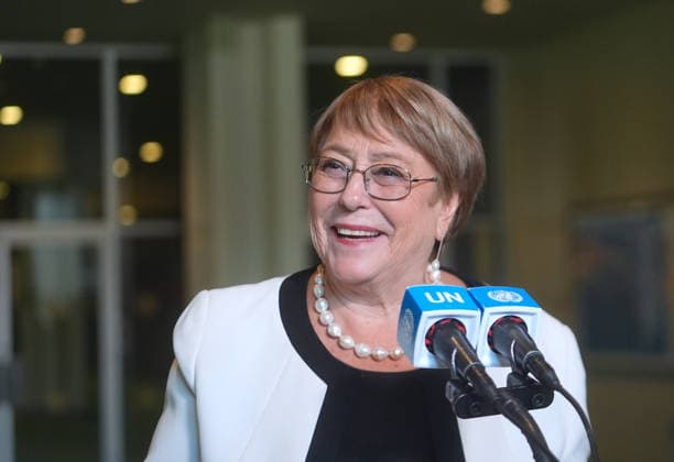 Michelle Bachelet seeking to succeed Antonio Guterres as the next UN Secretary-General NEW YORK, UNITED NATIONS - APRIL 21: Former Chilean President, Michelle Bachelet Jeria speaks to the UN press after her next UN Secretary-General interactive dialogues with delegates at the UN Headquarters, New York City, U.S., on Tuesday, April 21, 2026. Selcuk Acar Anadolu New York United States. Editorial use only. Please get in touch for any other usage.  Copyright: x2026xAnadoluxSelcukxAcarx