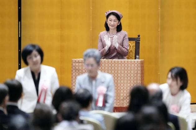Japan Crown Princess Kiko at ceremony Japanese Crown Princess Kiko attends a ceremony of a national convention organized by the Imperial Gift Foundation Boshi-Aiiku-Kai, a Japanese organization promoting maternal and child health, on April 21, 2026, in Tokyo.  A14AA0005479631P