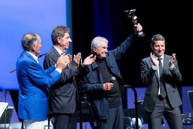 2nd World AI Film Festival Opening Ceremony - Cannes Marco Landi, Charles-Ange Ginesy, Claude Lelouch with his Honorary Prize, David Lisnard attend the 2nd World AI Film Festival (WAIFF) opening ceremony at the Palais des Festivals in Cannes. France on April 21, 2026. Photo by Shootpix ABACAPRESS.COM Cannes France  Copyright: xShootpix ABACAx