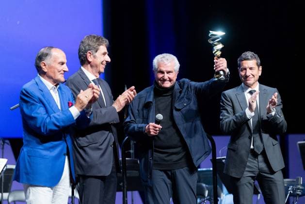 2nd World AI Film Festival Opening Ceremony - Cannes Marco Landi, Charles-Ange Ginesy, Claude Lelouch with his Honorary Prize, David Lisnard attend the 2nd World AI Film Festival (WAIFF) opening ceremony at the Palais des Festivals in Cannes. France on April 21, 2026. Photo by Shootpix ABACAPRESS.COM Cannes France  Copyright: xShootpix ABACAx