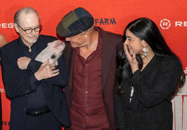 April 21, 2026, New York, New York, USA: STEVE BUSCEMI, WOODY HARRELSON and IMAN VELLANI attend the Animal Farm Premiere at Regal Theater in New York. 21 April 2026 New York USA  - ZUMAa265 20260421_zep_a265_073 Copyright: xEricxAcquayex