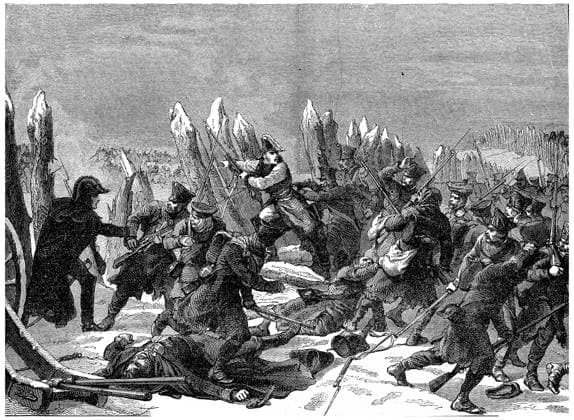 Ende des Russlandfeldzugs. Jüngste Bemühungen von Marschall Ney, gravierte Abbildung im Vintage Stil. Geschichte Frankreichs? 1885 End of the Russian campaign. Recent efforts of Marshal Ney, vintage engraved illustration. History of France ? 1885 Copyright: imageBROKER PatrickxGuenette ibxiqx17283633.jpg