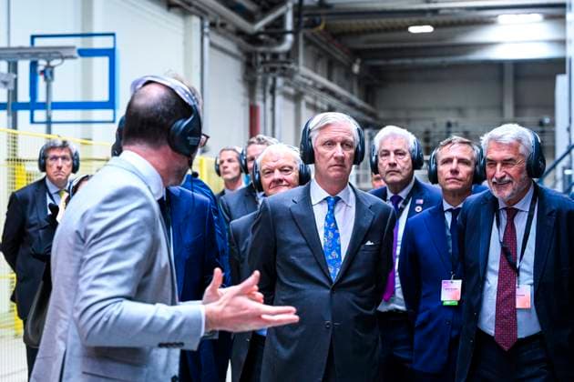 Interregional Royal Visit to WalloniaFlanders 2026 EREMBODEGEM, BELGIUM - APRIL 22: King Philippe of Belgium pictured visiting VPK Group during the first Interregional Royal Visit to WalloniaFlanders on April 22, 2026 in Erembodegem, Belgium, 22 04 2026 Erembodegem Belgium  Copyright: xPhilipxReynaersx
