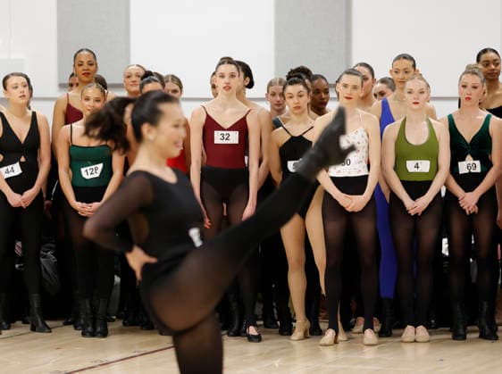 Dancers watch as other dancers are judged at the Rockettes open call auditions at Radio City Music Hall in New York City on Wednesday, April 22, 2026. Dancers attending the audition will be considered for a spot on the Rockettes line in the 2026 Christmas Spectacular Starring the Radio City Rockettes and for an invitation to participate in the company s no-fee dancer development.programming this summer which serves as the Rockettes main talent pipeline.  NYP20260422139 JohnxAngelillo