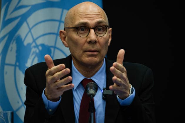 April 22, 2026, Mexico City, Mexico: United Nations High Commissioner for Human Rights Volker Turk held a closing press conference at the Cultural Center of Spain in Mexico City at the end of his visit, where he said disappearances are one of the most serious and painful challenges in the country; HUMBERTO HENDERSON, deputy representative of the UN Human Rights Office in Mexico, and MARTA HURTADO, spokesperson of the Office of the UN High Commissioner for Human Rights, were also present. Mexico City Mexico - ZUMAl178 20260422_znp_l178_014 Copyright: xCristianxLeyvax