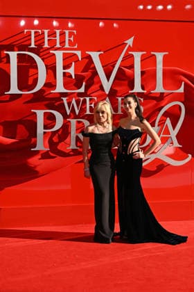 The Devil Wears Prada 2 European Premiere LONDON, ENGLAND - APRIL 22: Donatella Versace and Anne Hathaway attending The Devil Wears Prada 2 European Premiere at Cineworld in Leicester Square on April 22, 2026 in London, England. CAP MAR MAR Great Britain Copyright: xMartinxHarris CapitalxPicturesx