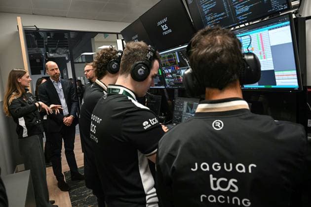 Prince William visits Jaguar TCS Racing The Prince of Wales visits the headquarters of British Formula E team, Jaguar TCS Racing, in Kidlington, Oxfordshire, UK, on the 23rd April 2026. Picture by Justin Tallis WPA-Pool Kidlington Jaguar TCS Racing Oxfordshire United Kingdom  WHA-0816