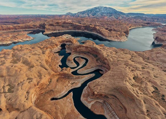 Paria River Meanders Through Reflection Canyon into Lake Powell, United States, Utah, Escalante CR_GASU260410A-1991468-01