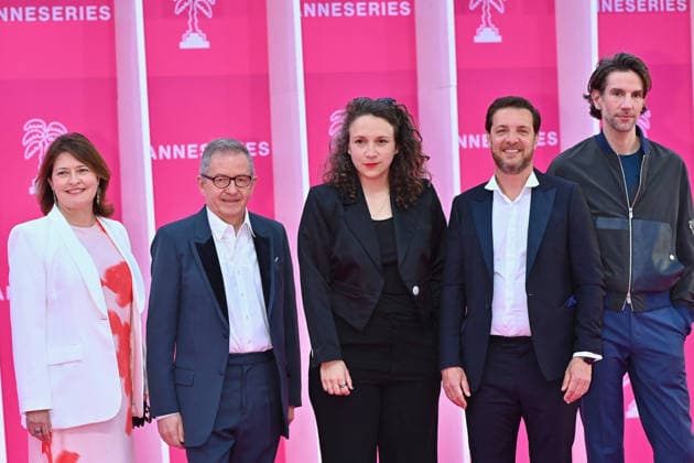 Opening Pink Carpet - The 9th Cannes Series International Festival. FC CANNES, FRANCE - APRIL 23 Laetitia Recayte, Managing Director of Canneseries, Benoit Louvet, Claire-Marine Pietriga, Artistic Director of Canneseries, Albin Lewi and Théophile Meyniel attends the Opening Pink Carpet at the 9th Cannes Series International Festival on April 23, 2026 in Cannes, France.Photo by Franck Castel ABACAPRESS.COM Cannes France  Copyright: xCastelxFranck ABACAx
