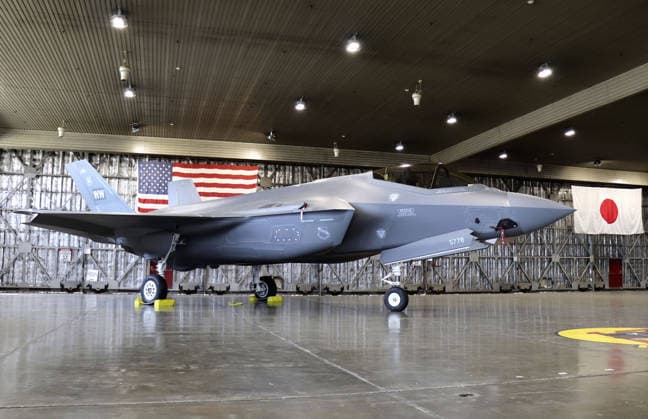 F-35A stealth fighters deployed at U.S base in Aomori Pref. Photo taken on April 24, 2026, shows an F-35A stealth fighter jet deployed at the U.S. Air Force s base in Misawa in Aomori Prefecture, northeastern Japan.  A14AA0005479827P