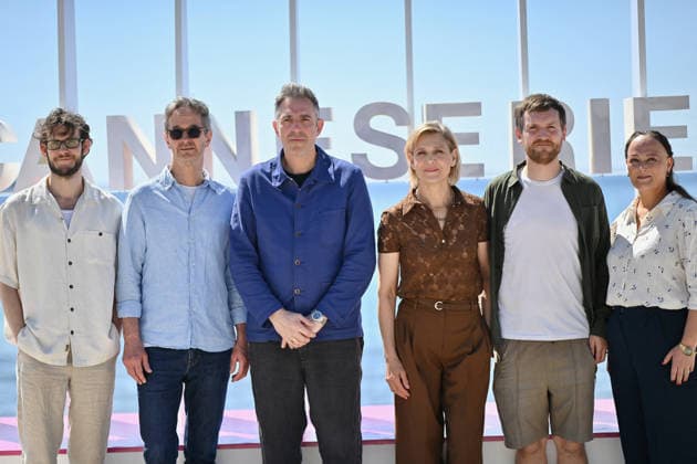 9th Cannes Series - Harvest Photocall. FC CANNES, FRANCE - APRIL 24 Simon Bennebjerg, Lars Brygmann, Martin Zandvliet, Charlotte Fich and Elliot Crosset Hove attends the Harvest Photocall at the 9th Canneseries International Festival on April 24, 2026 in Cannes, France.. Photo by Franck Castel ABACAPRESS.COM Cannes France  Copyright: xCastelxFranck ABACAx