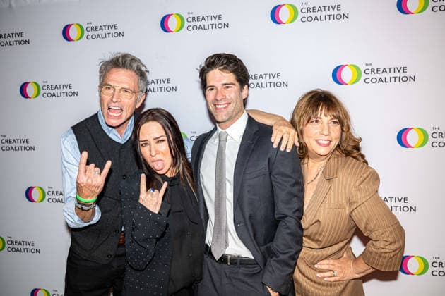 April 24, 2026, Washington, District Of Columbia, USA: WASHINGTON, District of Columbia, USA, 24 April 2026: Asher Grodman, Tim Daly, Robin Bronk and Pamela Adlon pose on the red carpet during The Creative Coalition Night Before Dinner ahead of the White House Correspondentsâ€⠢ Dinner weekend at PubKey in Washington, DC, USA. Washington USA - ZUMAk206 20260424_znp_k206_015 Copyright: xMattxKaminskyx