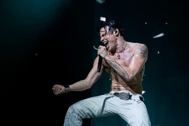 Yungblud performing live at The O2, London 24 April 2026 YUNGBLUD (Dominic Richard Harrison) is an English singer, songwriter, and actor. He is know for his outlandish shows and outfits. He has released two albums - his most recent Weird!, was released in late 20 and peaked atop the UK Albums Chart, and reached number 75 on the US Billboard 200. He appeared in Emmerdale and The Lodge before beginning his music career This tour is called: Idols - The World Tour for his third album of the same name, Credit:Dafydd Owen Avalon The O2 Arena, North Greenwich, London  Copyright: xDafyddxOwenx xAvalonx 1094127702