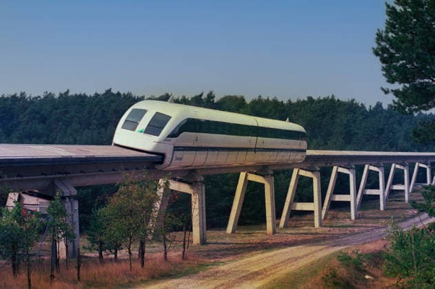 Deutschland, Lathen, 22.09.1992 F: 03-77-06 Fuer Ihr Archiv Foto: Versuchsstrecke der Transrapid-Bahn Fuer Ihr Archiv Fuer Ihr Archiv *** Germany, Lathen, 22 09 1992 F 03 77 06 For your archive Photo test track of the Transrapid railroad For your archive For your archive