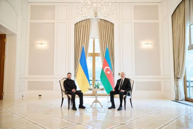 Ukrainian President Volodymyr Zelenskyy meets with his Azerbaijani counterpart, Ilham Aliyev, during a working visit to Azerbaijan, Ukrainian President Volodymyr Zelenskyy meets with his Azerbaijani counterpart, Ilham Aliyev, during a working visit to Azerbaijan, where they discussed cooperation in the fields of security and energy and signed bilateral agreements, in Azerbaijan, April 25, 2026. Photo by PRESIDENT OF UKRAINE apaimages Ukraine Ukraine Ukraine 250426_Azerbaijan_UPO_00(3).jpeg Copyright: xapaimagesxPRESIDENTxOFxUKRAINEx xapaimagesx