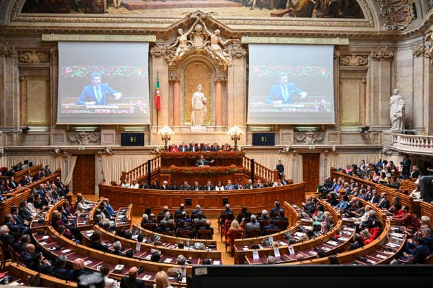 April 25, 2026, Lisbon, Lisbon, Portugal: Deputy and leader of the Chega party ANDRE VENTURA delivers a speech during the solemn session commemorating the 52nd anniversary of the April 25, 1974 revolution. The ceremony was held at the Palace of Sao Bento (Assembleia da Republica) in Lisbon, Portugal, on April 25, 2026. Lisbon Portugal - ZUMAr238 20260425_zip_r238_035 Copyright: xRicardoxRochax