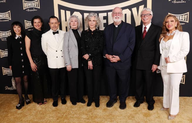 Homeboy Industries 2026 Lo Maximo Awards And Fundraising Gala Los Angeles CA April 25- Steve Delgado, Melanie Lundquist, Mercedes Martinez, Richard Lundquist, Lauren Tom, Shirley Torres, Greg Boyle, Jane Fonda. at Homeboy Industries 2026 Lo Maximo Awards And Fundraising Gala at The JW Marriott .A. LIVE in Los Angele on April 25, 2026 Copyright AdMedia Los Angeles CA United States EDITORIAL USE ONLY  Copyright: xx ADx admphotostwo984412