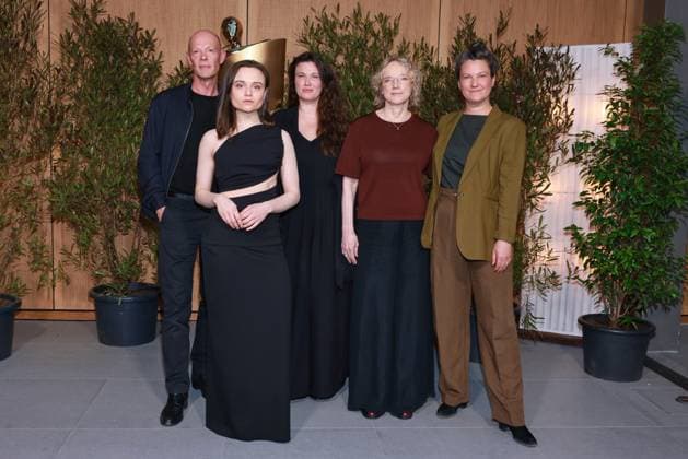 Deutscher Filmpreis, Nominiertenabend Lucas Schmidt, Lena Urzendowsky, Mascha Schilinski, Claudia Geisler-Bading, Louise Peter Nominiertenabend, Deutscher Filmpreis, Landesvertretung Nordrhein-Westfalen, Berlin Datum: 25.04.2026