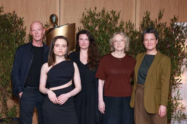 Deutscher Filmpreis, Nominiertenabend Lucas Schmidt, Lena Urzendowsky, Mascha Schilinski, Claudia Geisler-Bading, Louise Peter Nominiertenabend, Deutscher Filmpreis, Landesvertretung Nordrhein-Westfalen, Berlin Datum: 25.04.2026