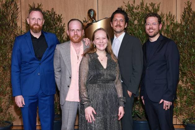 Deutscher Filmpreis, Nominiertenabend Julian Vogel, Johannes Büttner, Jasper Mielke, Karoline Henkel, Arto Sebastian Nominiertenabend, Deutscher Filmpreis, Landesvertretung Nordrhein-Westfalen, Berlin Datum: 25.04.2026