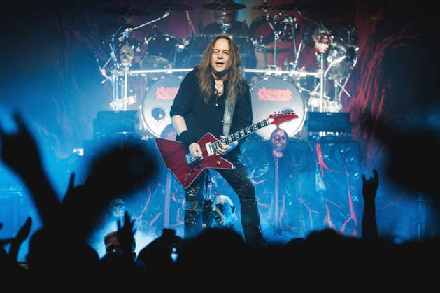 Kreator live in Copenhagen, Denmark Copenhagen, Denmark. 25th, April 2026. The German thrash metal band Kreator performs a live concert at Poolen in Copenhagen. Here guitarist Sami Yli-Sirnio is seen live on stage. Denmark, Copenhagen  Copyright: xGonzalesxPhoto ChristianxHjorthx