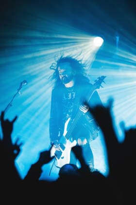 Kreator live in Copenhagen, Denmark Copenhagen, Denmark. 25th, April 2026. The German thrash metal band Kreator performs a live concert at Poolen in Copenhagen. Here bass player Frederic Leclercq is seen live on stage. Denmark, Copenhagen  Copyright: xGonzalesxPhoto ChristianxHjorthx