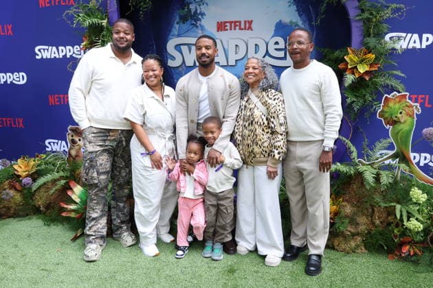Premiere of Swapped LOS ANGELES, CALIFORNIA - APRIL 26: Khalid Jordan, Jamila Jordan-Theus, Zorah Theus, Michael B. Jordan, Lenox Theus, Donna Jordan and Reggie Theus at the Premiere of Netflix s Swapped at Netflix Tudum Theater on April 26, 2026 in Los Angeles, California. Credit: AdMedia EDITORIAL USE ONLY  Copyright: xx AdMediax admphotostwo984763