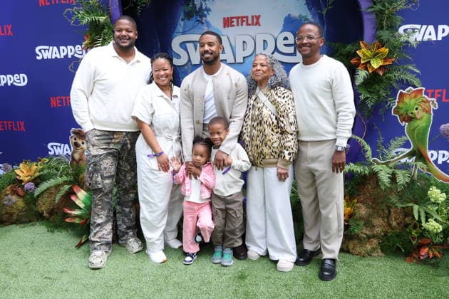 Premiere of Swapped LOS ANGELES, CALIFORNIA - APRIL 26: Khalid Jordan, Jamila Jordan-Theus, Zorah Theus, Michael B. Jordan, Lenox Theus, Donna Jordan and Reggie Theus at the Premiere of Netflix s Swapped at Netflix Tudum Theater on April 26, 2026 in Los Angeles, California. Credit: AdMedia EDITORIAL USE ONLY  Copyright: xx AdMediax admphotostwo984839