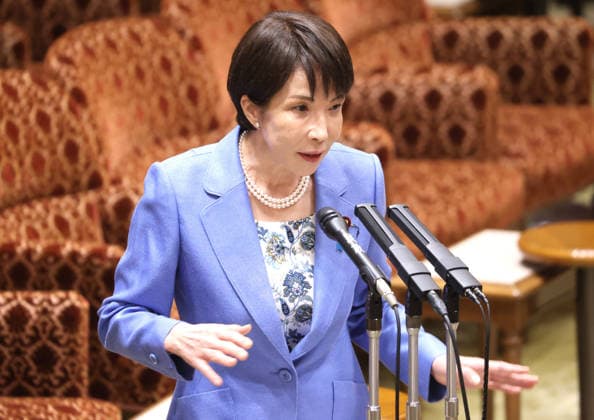 April 27, 2026, Tokyo, Japan - Japanese Prime Minister Sanae Takaichi answers a question at Upper House s budget committee session at the National Diet in Tokyo on Monday, April 27, 2026. (photo by Yoshio Tsunoda AFLO)  aflo_328422718