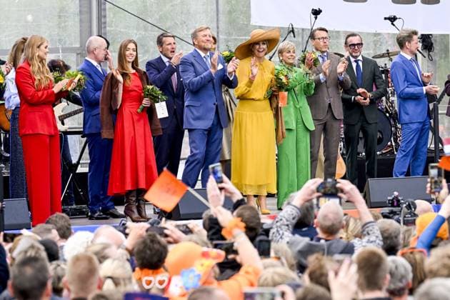 Dokkum, The Netherlands, 2026-04-27 13:17:13 DOKKUM, 27-04-2026 , Dokkum City Centre King Willem-Alexander, Queen Maxima with their daughters Princess Amalia, Princess Alexia and Princess Ariane during King s Day 2026 in Dokkum Photo: NLBeeld Patrick van Emst Credit: NL Beeld Patrick van Emst  Copyright: xx x