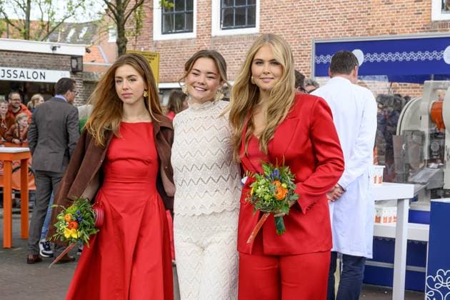 Dokkum, The Netherlands, 2026-04-27 11:44:25 DOKKUM, 27-04-2026 , Dokkum City Centre Princess Amalia, Princess Alexia and Princess Ariane during King s Day 2026 in Dokkum Photo:NLBEELD Patrick van Emst Credit: NL Beeld Patrick van Emst  Copyright: xx x