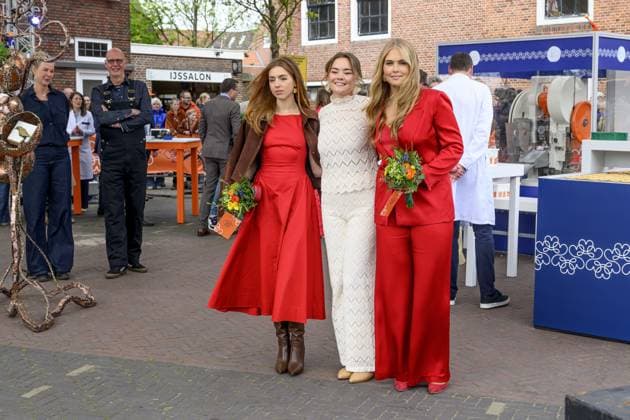 Dokkum, The Netherlands, 2026-04-27 11:44:25 DOKKUM, 27-04-2026 , Dokkum City Centre Princess Amalia, Princess Alexia and Princess Ariane during King s Day 2026 in Dokkum Photo:NLBEELD Patrick van Emst Credit: NL Beeld Patrick van Emst  Copyright: xx x
