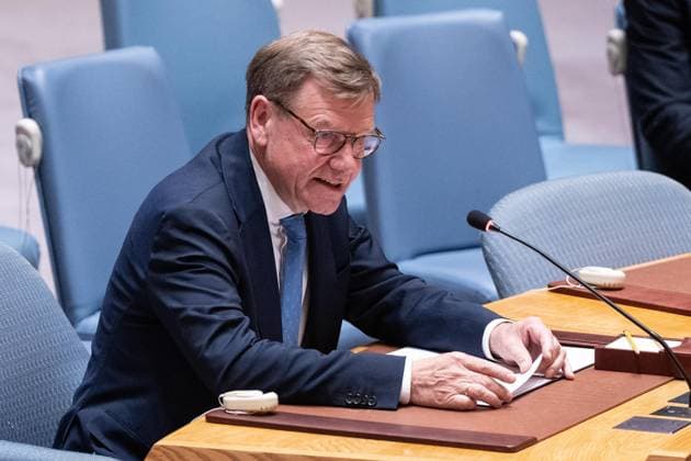 April 27, 2026, Bronx, New York, USA: Johann Wadephul, Federal Minister for Foreign Affairs of Germany speaks during attends Security Council meeting on Maritime Security at UN Headquarters in New York, NY on April 27, 2026 as Iran closed down Strait of Hormuz following conflict with USA and Israel. About 20% of world supply of oil going to markets through the strait. Bronx USA - ZUMAr339 20260427_znp_r339_052 Copyright: xLevxRadinx
