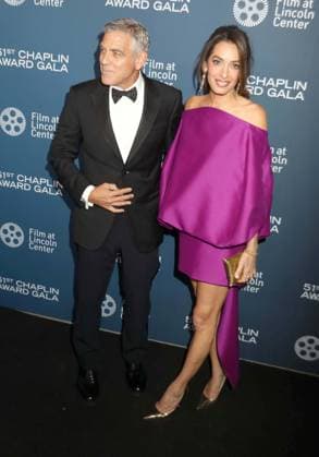 April 27, 2026, New York, New York, USA: Actor GEORGE CLOONEY and his wife Lebanese-British international human rights lawyer AMAL CLOONEY wearing a Balenciaga dress seen during the 51st Annual Chaplin Award Gala honoring George Clooney red carpet arrivals held at Alice Tully Hall at Lincoln Center. New York USA  - ZUMAk03_ 20260427_zaf_k03_077 Copyright: xNancyxKaszermanx