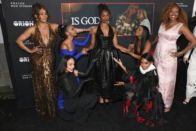 Vivica A. Fox, Tessa Thompson, Kara Young, Janelle Monae, Aleshea Harris, Mallori Johnson, Erika Alexander at arrivals for IS GOD IS Premiere, Brooklyn Academy of Music (BAM) Rose Cinema, New York, NY, April 27, 2026. Photo By: Quoin Pics Everett Collection IS GOD IS Premiere PUBLICATIONXNOTxINxCANxCHNxFRAxITAxJPNxNORxPOLxRUSxESPxUKxUSA