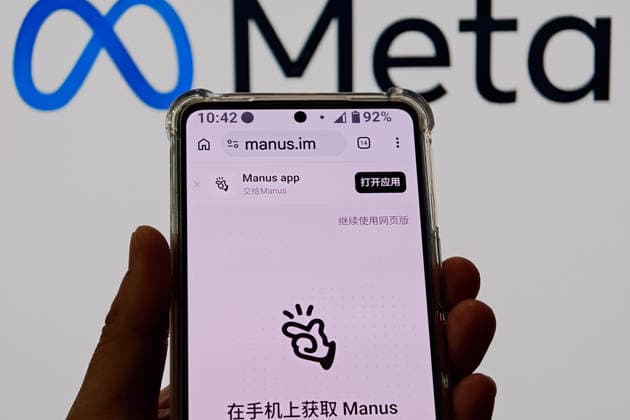 China Manus Scrutiny A staged scene showing the logo of Manus. The Chinese government on Monday called for Meta to unwind its $2 billion acquisition of Manus, a Singaporean AI startup with Chinese roots, after months of weighing the impact of the intervention., Credit:WANG GANG Avalon CHINA, SHANGHAI  Copyright: xWANGxGANGx xAvalonx 1094928710